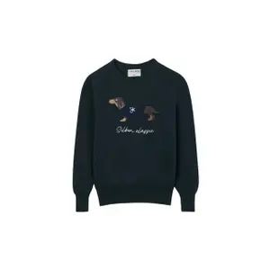 Child's round neck jumper with dog pattern Silbon image-0