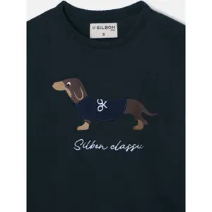 Child's round neck jumper with dog pattern Silbon image-2