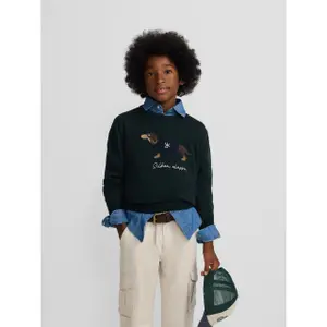 Child's round neck jumper with dog pattern Silbon image-3