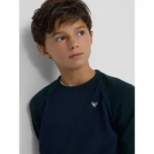 Green long-sleeve cotton crew neck jumper for kids Silbon image-4