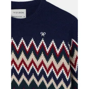 Children's jacquard fabric round neck sweatshirt Silbon image-2