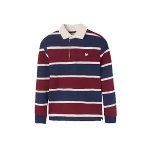 Striped long-sleeve rugby polo for kids Silbon image-0