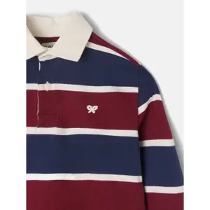 Striped long-sleeve rugby polo for kids Silbon image-2