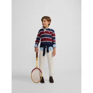Striped long-sleeve rugby polo for kids Silbon image-5