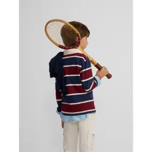 Striped long-sleeve rugby polo for kids Silbon image-6