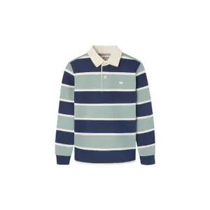 Striped long-sleeve rugby polo for kids Silbon image-0