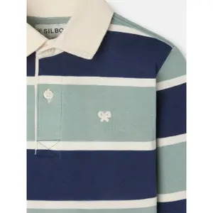 Striped long-sleeve rugby polo for kids Silbon image-2