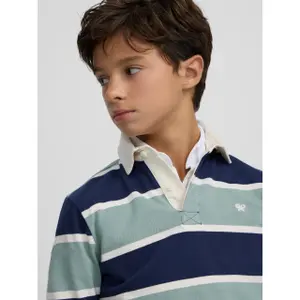 Striped long-sleeve rugby polo for kids Silbon image-4