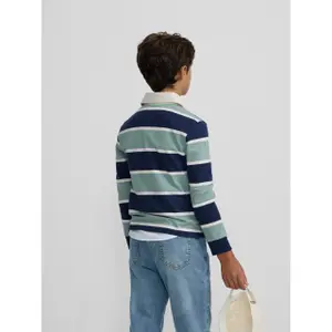 Striped long-sleeve rugby polo for kids Silbon image-5