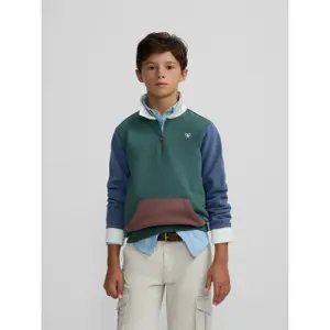 ACID Kids Embroidered 1/2 Zip Sweatshirt Silbon image-3