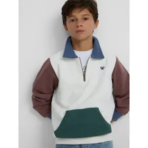 ACID Kids Embroidered 1/2 Zip Sweatshirt Silbon image-3