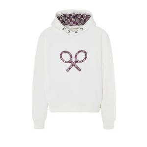 Sudadera con capucha bordada de raqueta con diseño floral para mujer Silbon