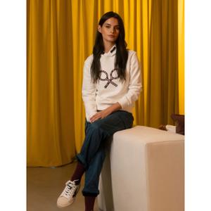 Sudadera con capucha bordada de raqueta con diseño floral para mujer Silbon image-3