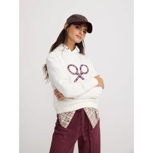 Sudadera con capucha bordada de raqueta con diseño floral para mujer Silbon image-6
