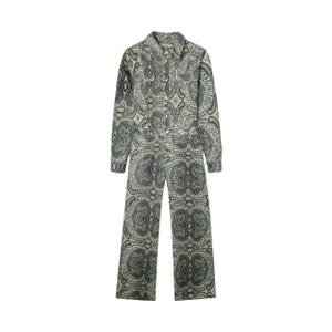 Corduroy jumpsuit with paisley pattern for women Silbon