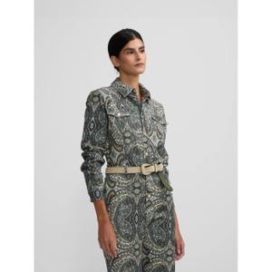 Corduroy jumpsuit with paisley pattern for women Silbon image-5