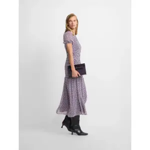 Abito lungo arricciato con motivi geometrici donna Silbon image-4