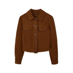 Gebrauchte Wildlederjacke mit Kragen für Frauen Silbon