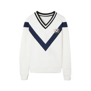 Sudadera de cuello en V con parche para mujer Silbon