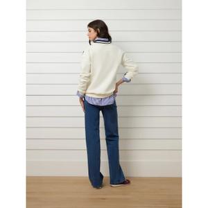 Sudadera de cuello en V con parche para mujer Silbon image-5