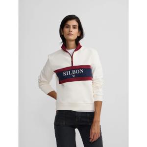 Sudadera de mujer retro con media cremallera y cuello alto Silbon image-3