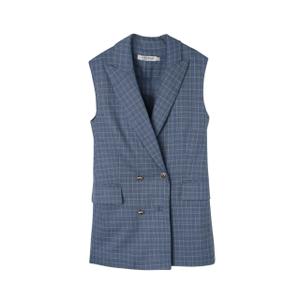 Karierter langer Damen-Westenjäckchen Silbon