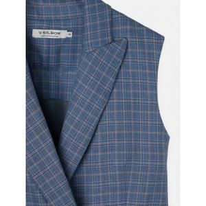 Karierter langer Damen-Westenjäckchen Silbon image-1