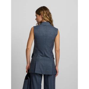 Karierter langer Damen-Westenjäckchen Silbon image-5