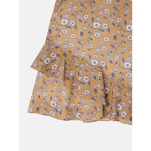 Women's camel floral print mini skirt Silbon image-1