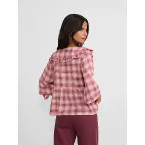 Blusa con colletto a volant a quadretti donna Silbon image-3