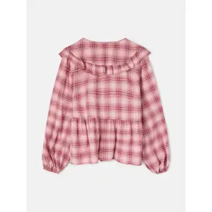 Blusa con colletto a volant a quadretti donna Silbon image-2