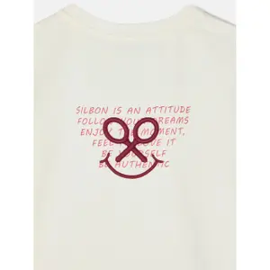 T-Shirt mit Smiley-Stickerei für Frauen Silbon image-6