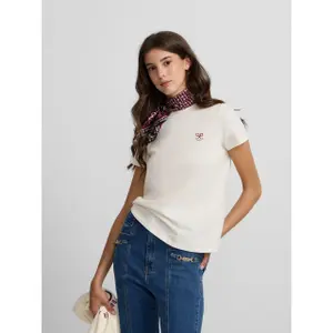 T-Shirt mit Smiley-Stickerei für Frauen Silbon image-1