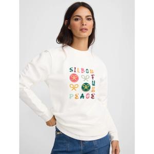 Sweatshirt com estampado divertido e paz para mulher Silbon image-3