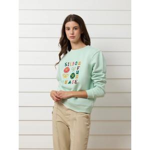 Sweatshirt à motif fun and peace femme Silbon image-3