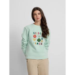 Sweatshirt à motif fun and peace femme Silbon image-6