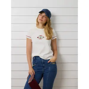 Bunt gesticktes Damen-T-Shirt im Ethno-Stil Silbon image-2