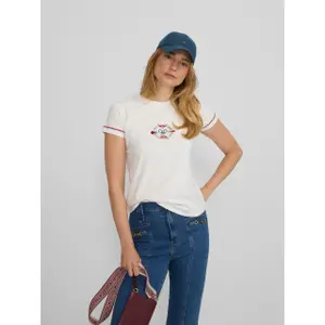 Bunt gesticktes Damen-T-Shirt im Ethno-Stil Silbon image-1