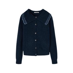 Women's buttoned collar contrast cardigan Silbon