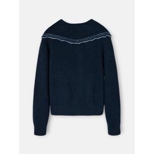 Women's buttoned collar contrast cardigan Silbon image-1