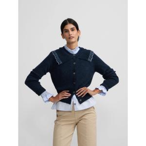 Women's buttoned collar contrast cardigan Silbon image-3
