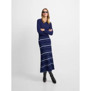 Lång randig stickad klänning för kvinnor Silbon image-3