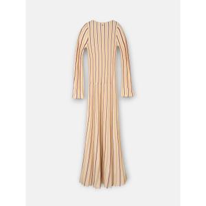 Robe longue en maille tricotée à rayures femme Silbon image-1