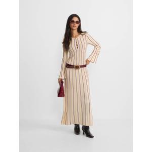 Robe longue en maille tricotée à rayures femme Silbon image-4