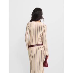 Robe longue en maille tricotée à rayures femme Silbon image-5
