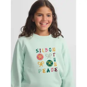 Fun and peace printed sweatshirt for girls Silbon image-4