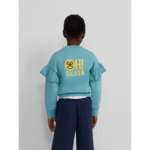 Girl's sweatshirt with ruffled sleeve details Silbon image-4