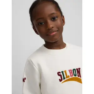 Fleece lettering sweatshirt for girls Silbon image-4