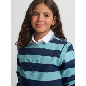Striped shoulder pad sweatshirt for girls Silbon image-4