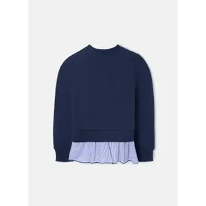 Striped ruffled sweatshirt for girls Silbon image-1